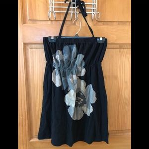 Old Navy Black Floral Adjustable Halter Dress